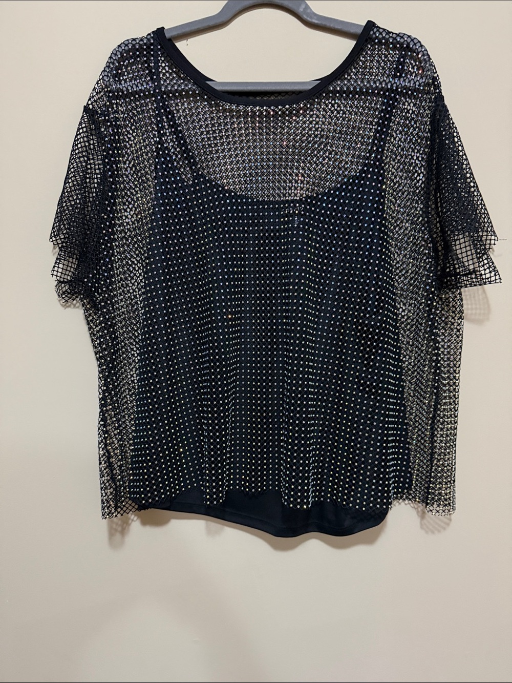 torrid Black Sheer Mesh Rhinestone Camisole Overlay